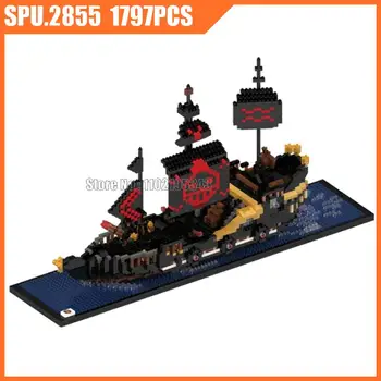 9033 1797шт Пиратский корабль с черной жемчужиной, мини-алмазные строительные блоки, игрушечный кирпич