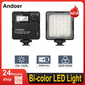 Мини-Двухцветная светодиодная Видеосъемка Andoer CL-36 2800K-8500K Со Встроенной Аккумуляторной Батареей с 3 Креплениями для холодного Башмака и ЖК-дисплеем