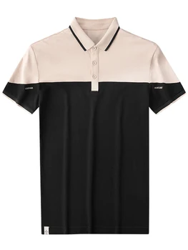 Мужская рубашка Поло с отложным воротником контрастного цвета, мужская одежда, мода 2023, Лето-весна, мужская верхняя рубашка-поло, Новое поступление R53