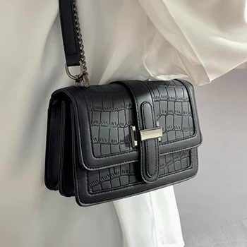 Высококачественная женская сумка через плечо, сумка через плечо, сумка с клапаном на цепочке, маленькая квадратная сумка из искусственной кожи