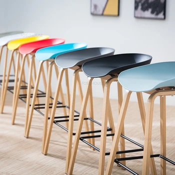 Барные стулья из скандинавского железа, современная минималистичная барная мебель, модный Креативный ресторан, высокие барные стулья, домашняя кухня, стул на стойке регистрации