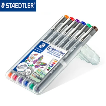 Staedtler 308 0,3 мм/0,5 мм Цветной пигментный лайнер fineliner игольчатая ручка 6 шт./компл.