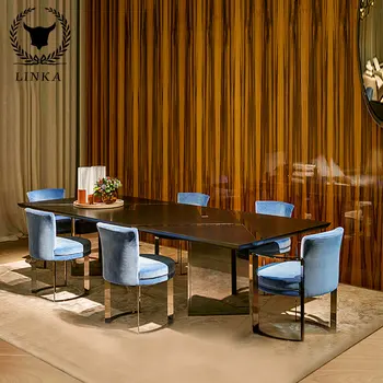 Легкий роскошный обеденный стол в итальянском стиле, комбинированный обеденный стол со стулом, современный минималистичный бытовой прямоугольный обеденный стол