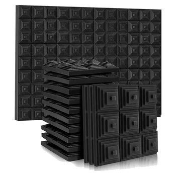 12 упаковок звукоизолирующих панелей из акустической пены, 2x12x12 дюймов, звукопоглощающая пена для игровой комнаты, спальни