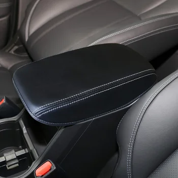Автомобильная Кожаная Накладка на сиденье Центральной консоли, Крышка подлокотника, Защитный чехол для Subaru Forester 2019-2021, Черная + Серая линия
