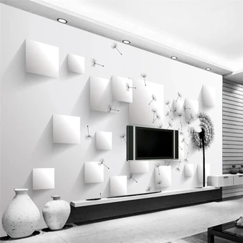 обои на заказ beibehang 3D стерео фотообои одуванчик ТВ фон стена гостиная спальня декоративная роспись обоев