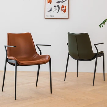 Современный обеденный стул из искусственной кожи для кухонной мебели, спинка обеденного стула, подлокотник, индивидуальные обеденные стулья для столовой