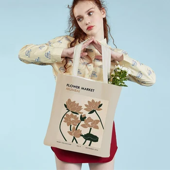 Винтажные сумки для покупок в супермаркете Абстрактная линия Матисса, цветок для лица, коралл, скандинавская женская сумка-тоут, холщовая женская сумка для покупок