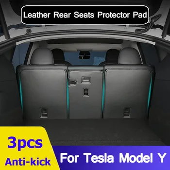 Накладка из искусственной кожи против ударов для автокресла Tesla Model Y, задняя крышка, протектор заднего багажника, чистый коврик