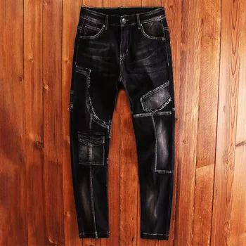 B03841 Модные мужские джинсы 2023 для подиума, роскошный известный бренд, европейский дизайн, мужская одежда для вечеринок