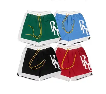 Повседневные шорты Rhude American, мужские летние тонкие свободные шорты для уличных пляжных видов спорта, пляжные шорты в тон