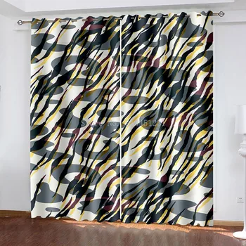 Роскошная креативная роспись тушью плотных штор для гостиной спальни Абстракция с леопардовым принтом для оконных штор Cortina