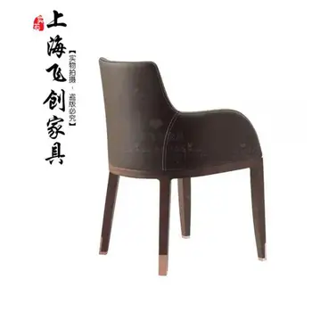 Изготовленный на заказ Обеденный стул из цельного дерева и кожи для взрослых, рабочий стул со спинкой в американском стиле, Современный стул для отдыха в кафе, стул для продажи