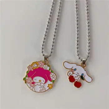 Новое Кавайное милое ожерелье Sanrio Kuromi Mymelody Cinnamoroll, Подвеска, Цепочка для свитера, Мультяшная Изысканная Вишня, Аниме-игрушки для девочек