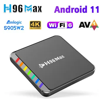 Smart TV Box Android 11 S905W2 4 ГБ 32 ГБ 64 ГБ AV1 Четырехъядерный WIFI6 4K H96 Max W2 Телеприставка Медиаплеер TV Box
