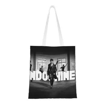 На заказ, быстро, с логотипом Поп-рок-группы, холщовая сумка для покупок, женская сумка для переработки продуктов, сумки для покупок Французской рок-группы из Индокитая