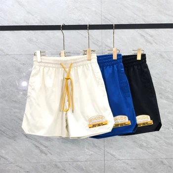 Мужские женские шорты с неправильной формой букв, карман для шорт RHUDE, Простые бриджи, Внутренняя сетка с бирками