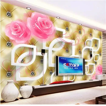 wellyu Пользовательские обои papel de parede Rose 3D стерео мягкая упаковка ТВ фон настенные обои для гостиной papier peint