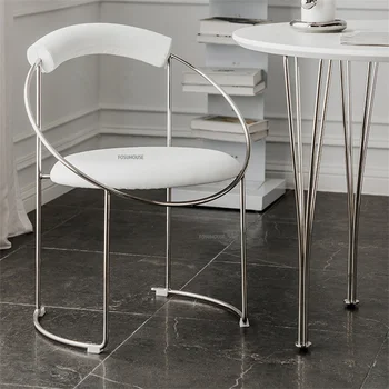 Nordic Home, Простой дизайн, Стул для ногтей, Креативное искусство, Железные обеденные стулья из нержавеющей стали, стул для туалетного столика со спинкой для кафе и ресторана