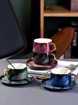 230 мл красочная кофейная кружка с позолоченной керамикой, европейский роскошный набор кофейных чашек, легкая роскошная подарочная коробка для послеобеденного чая