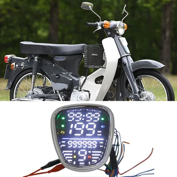 Для мотоцикла Honda C70 C90 светодиодный цифровой измеритель оборотов в минуту одометр Спидометр в сборе