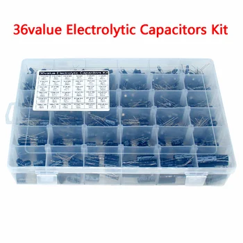 Комплект электролитических конденсаторов 36 номиналов (0,1 мкф-2200 мкф) 1000 мкф 25 В/35 В Подключаемый алюминиевый Электролитический конденсатор