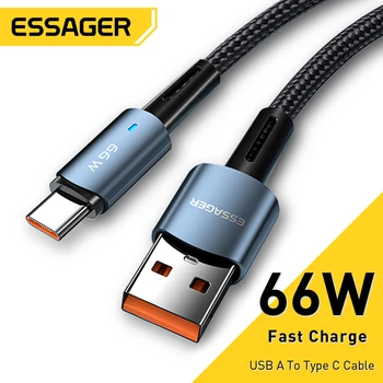 Essager 66 Вт USB Кабель Type C Быстрая Зарядка 6A USB C Зарядное Устройство Провод Шнур Передачи Данных Для xiaomi Huawei P30 P40 Pro Samsung S21 ultra S20