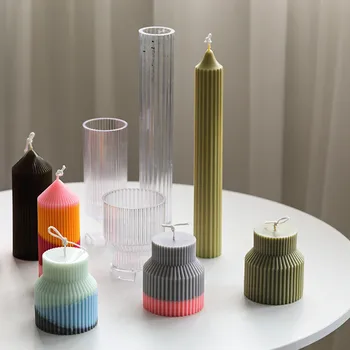 Новая пластиковая форма для ароматерапевтических свечей, простая геометрическая свеча в тонкую полоску, акриловая форма для изготовления свечей