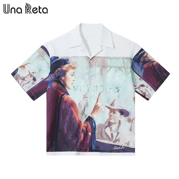 Мужская рубашка с принтом Una Reta, Летние топы, уличная одежда, Гавайские рубашки для мужчин, однобортные рубашки оверсайз в стиле харудзюку
