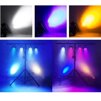 18 Вт 7 светодиодов RGBW UV 6in1 Par Light Пластиковая сцена DJ Strobe Beam Light Show Decor SHE-FP0718F