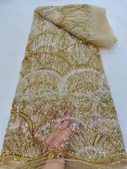 Высококачественная нигерийская ткань с блестками, новейшая вышитая бисером африканская кружевная ткань JIANXI.C-1302.4513 для вечернего платья