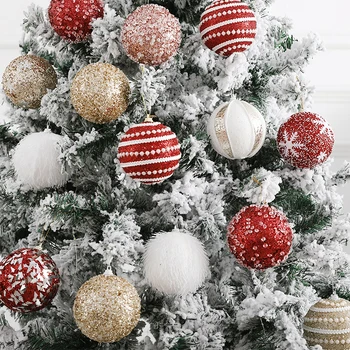 Блестящий Рождественский шар 8 см Сферической формы в виде Снежинок, Рождественская елка, Декоративная Подвеска, Товары для домашнего праздника, Декоративные принадлежности