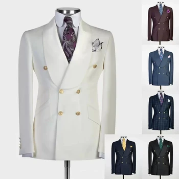 Только куртка 1 шт. мужской костюм Двубортный деловой платок с лацканами Тонкий костюм пальто блейзер смокинг жениха для свадебного званого ужина