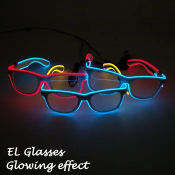 1 шт. Мигающие Светодиодные очки EL Wire, Светящиеся Вечерние, Красочное Освещение, Классическая Яркая Светодиодная подсветка, Солнцезащитные очки для вечеринок, Светящийся Реквизит для вечеринок