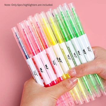 6 Цветов маркерных ручек с двумя наконечниками, широким долотом и тонким кончиком, маркеры-хайлайтеры, ручка для студентов, школьный офис, товары для дома