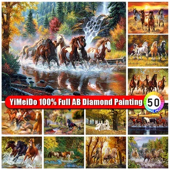 YiMeiDo Full Drill 100% AB Алмазная живопись лошадь Diy Мозаика Алмазная Вышивка Животное Стразы Картина Крестиком Комплект