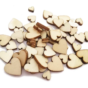 100шт Кусочков дерева в форме сердечек, Деревянное конфетти в форме сердца, незаконченное дерево Разных размеров, деревенское деревянное сердце, поделки своими руками