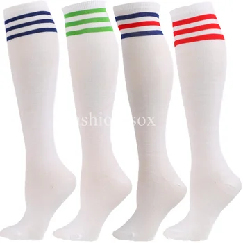 Компрессионные носки унисекс, полосатые футбольные носки, Футбольные носки, нескользящие спортивные носки для бега, Чулки до колен, Длинные носки-трубки