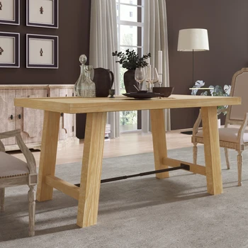Деревянный обеденный стол Кухонная мебель Прямоугольный стол на 6 посадочных мест (мойка из натурального дерева)
