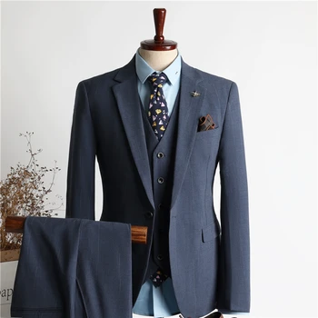 мужские высококачественные облегающие классические костюмы, мужские приталенные комплекты из 3 предметов, официальный свадебный мужской офисный деловой блейзер (куртка + жилет + брюки)