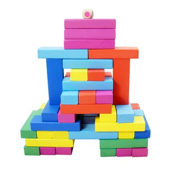 48 шт. детских игрушек Монтессори, красочная деревянная настольная игра с высокими деревянными сложенными большими блоками-головоломками