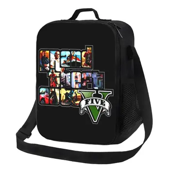 Grand Theft Auto Термоизолированная сумка для ланча Женская Приключенческая игра GTA Многоразовый контейнер для ланча для пикника Bento Food Box