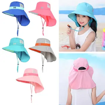Летняя пляжная кепка для мальчиков и девочек с регулируемой защитой от ультрафиолета, детские широкополые кепки, солнцезащитная шляпа