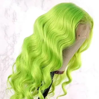 Парик из синтетических волос Living Green на шнурке Спереди, свободная волна, волосы из термостойкого волокна, Естественный пробор посередине для белых женщин