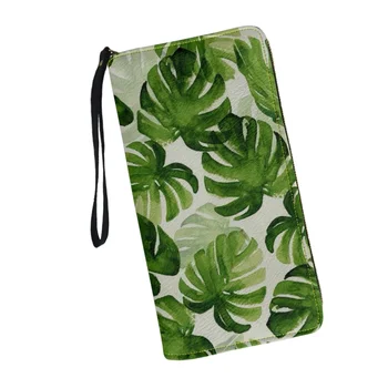 Женский кошелек с цветочным рисунком Belidome Tropical Leaves, блокирующий RFID, из искусственной кожи, на молнии, Клатч Wallers, браслет, длинный кошелек для путешествий