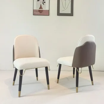 Легкие роскошные обеденные стулья из массива дерева со спинкой, стул для домашнего ресторана, небольшой квартирный современный простой стул для гостиничного кафе, кожаный стул