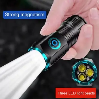 Мощный светодиодный фонарик XHP50, портативный мини-фонарик с хвостовым магнитом, фонарь для кемпинга и рыбалки, USB-перезаряжаемые зажимы для шляп