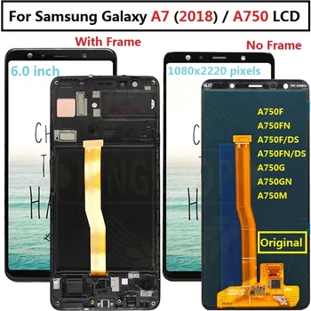 Для Samsung Galaxy A7 2018 SM-A750F A750F A750 A750F/DS ЖК-дисплей с рамкой, Сенсорный Экран, Дигитайзер в сборе, Замена ЖК-дисплея A750