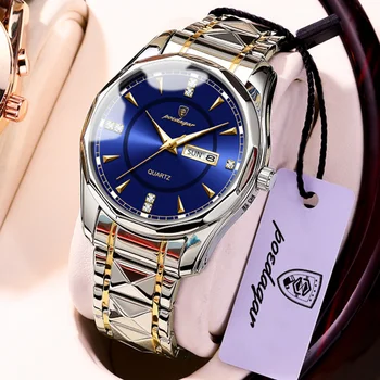POEDAGAR Швейцарский бренд Мужские роскошные кварцевые часы Водонепроницаемые Светящиеся мужские наручные часы Модные Повседневные спортивные часы Часы для мужчин Подарок