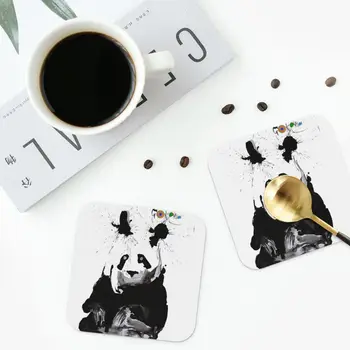 Подставки Ralph Steadman's Anda Panda Кухонные Салфетки Нескользящая Изоляционная Чашка Кофейный Коврик Для Декора Домашняя Посуда Набор из 4